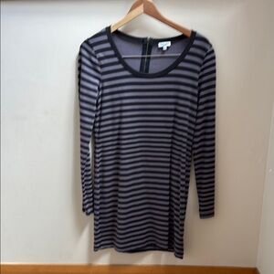 SPLENDID Women's Striped Black and Gray Shift Dress Medium - Zipper back